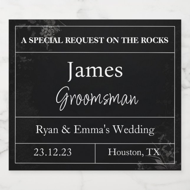Customisable Groomsmen Proposal Whiskey  Liquor Bottle Label (Single Label)