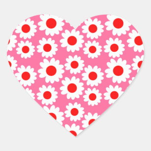 Customisable Groovy Daisies Heart Sticker