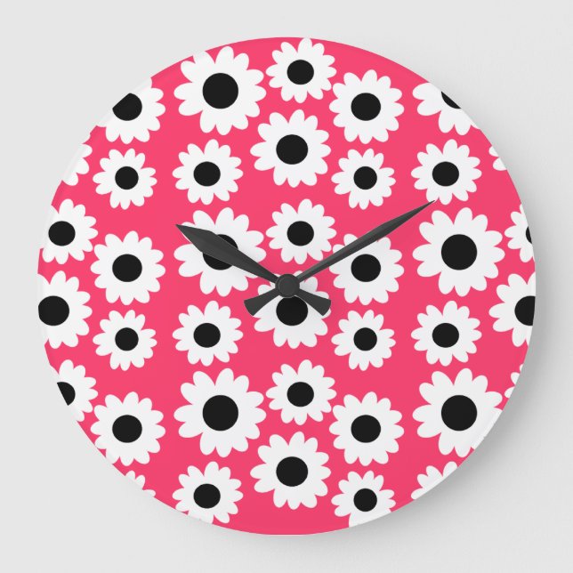 Customisable Groovy Daisies Large Clock (Front)