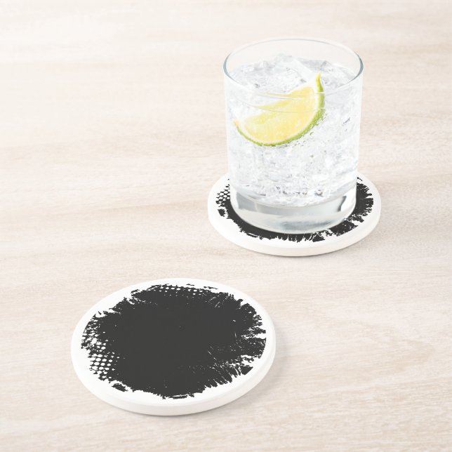 Customisable Grunge Ink Blot Sandstone Coaster (Side)