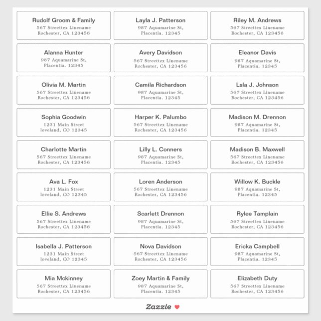 Customisable Guest Address labels sticker (Sheet)