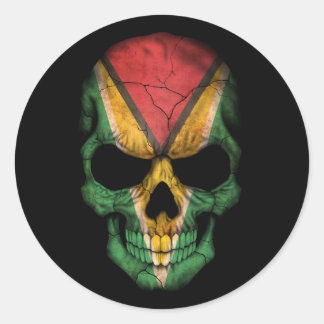 Customisable Guyanese Flag Skull Classic Round Sticker