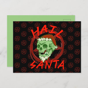 Customisable Hail Santa Zombie Halloween Skull Holiday Postcard