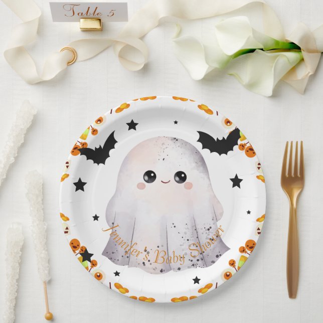 Customisable Halloween Baby Shower Paper Plate (Wedding)