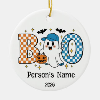 Customisable Halloween BOO  Ceramic Ornament