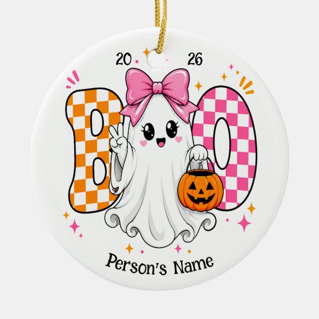Customisable Halloween BOO Ceramic Ornament (Front)
