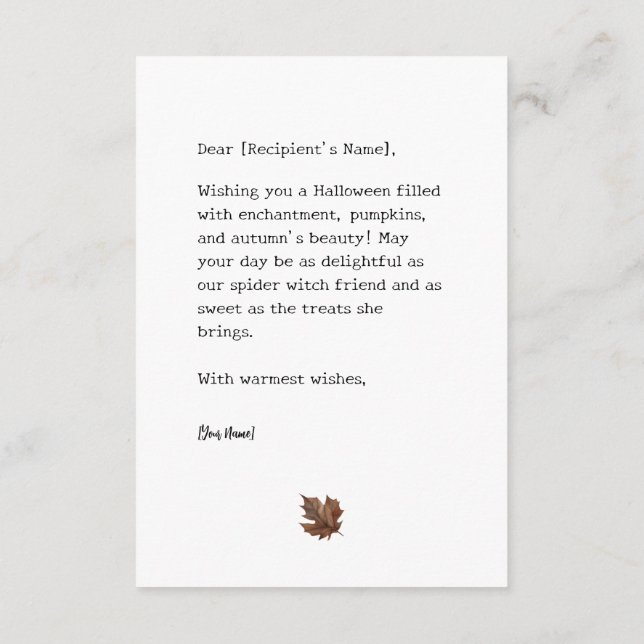 Customisable Halloween Enclosure Card (Back)