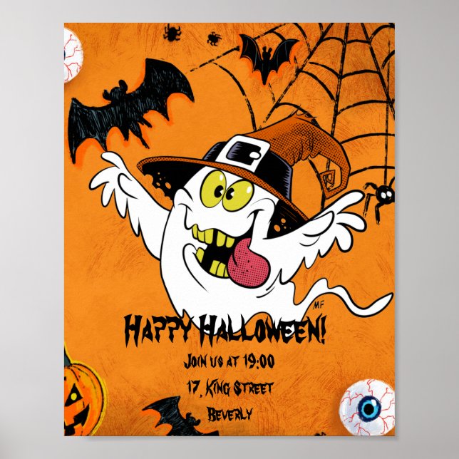 Customisable Halloween party invitation ghost  Poster (Front)