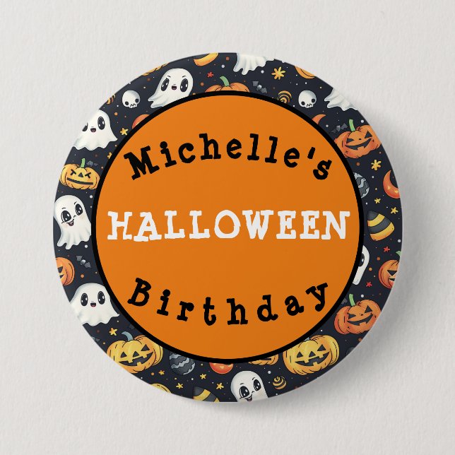 Customisable Halloween Pumpkin & Ghost Button (Front)