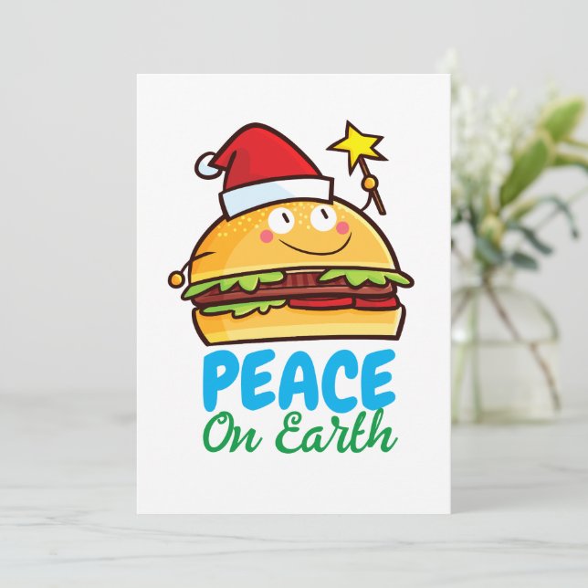 Customisable hamburger peace on earth invitation (Standing Front)