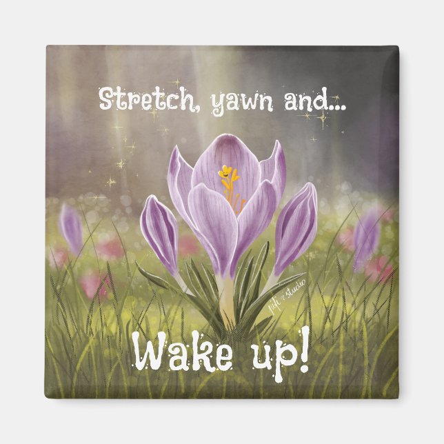 Customisable Hand Drawn Crocus Flowers Magnet (Front)