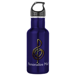 Customisable Hand Drawn Music Treble Clef Heart 532 Ml Water Bottle
