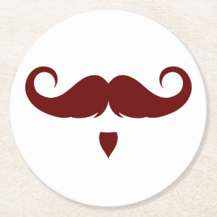 Customisable Handlebar Moustache Round Paper Coaster