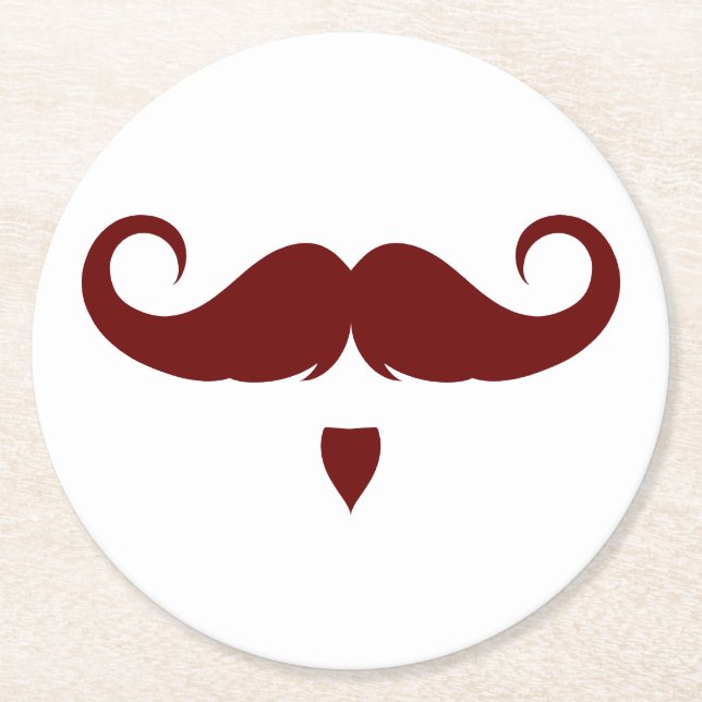 Customisable Handlebar Moustache Round Paper Coaster (Front)