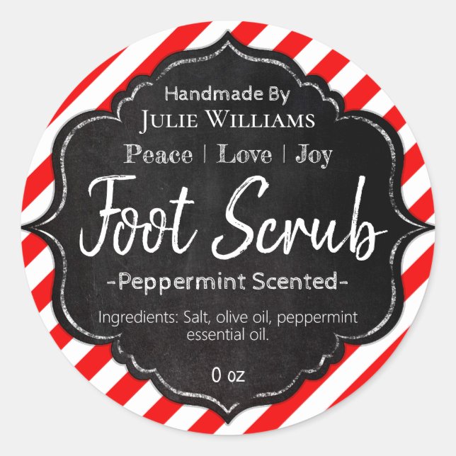 Customisable Handmade Christmas Foot Scrub Label (Front)