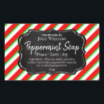 Customisable Handmade Christmas Soap Label<br><div class="desc">This Christmas stripe and chalkboard sticker for peppermint soap is a customisable label for someone who loves making their own spa products to sell at fairs, fetes and at their own shop stall at a market. It can also be used for handmade gifts for family and friends. This can be...</div>
