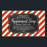 Customisable Handmade Christmas Soap Label<br><div class="desc">This Christmas stripe and chalkboard sticker for peppermint soap is a customisable label for someone who loves making their own spa products to sell at fairs, fetes and at their own shop stall at a market. It can also be used for handmade gifts for family and friends. This can be...</div>