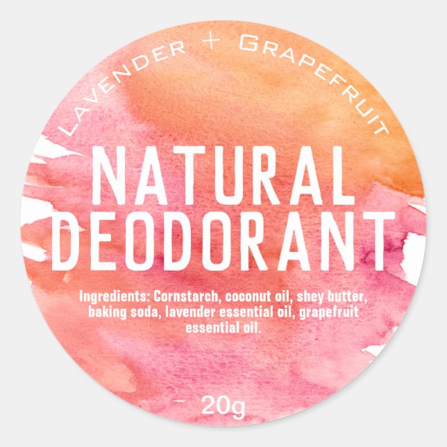 Customisable Handmade Deodorant Label (Front)