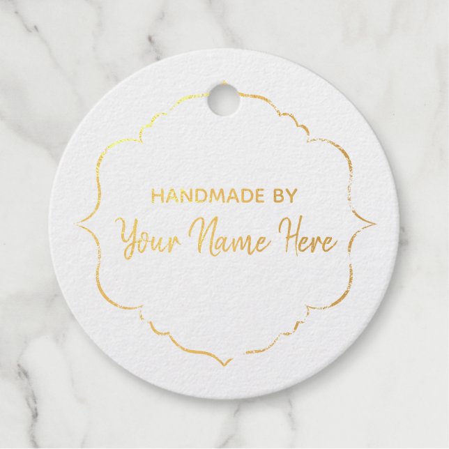 Customisable Handmade Gold Foil Favour Tags (Front)
