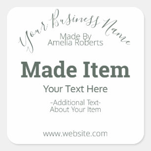 Customisable Handmade Hobby Craft DIY Business Square Sticker