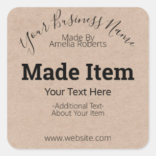 Customisable Handmade Hobby Craft DIY Business Square Sticker