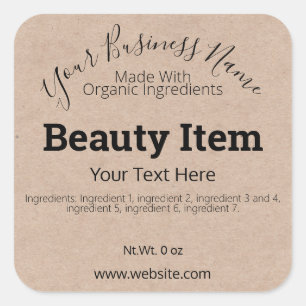 Customisable Handmade Skin Care DIY Business Square Sticker