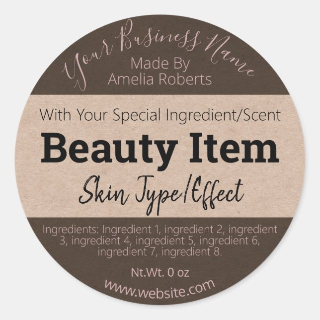 Customisable Handmade Skin Care Label DIY Business (Front)