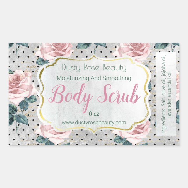 Customisable Handmade Vintage Body Scrub Label (Front)