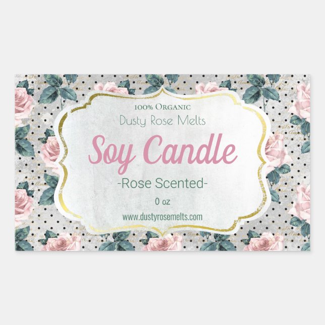 Customisable Handmade Vintage Soy Candle Label (Front)