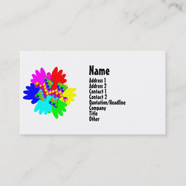 Customisable Hands And Puzzling Puzzle Piece Business Card (Front)