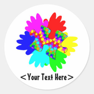 Customisable Hands And Puzzling Puzzle Piece Classic Round Sticker