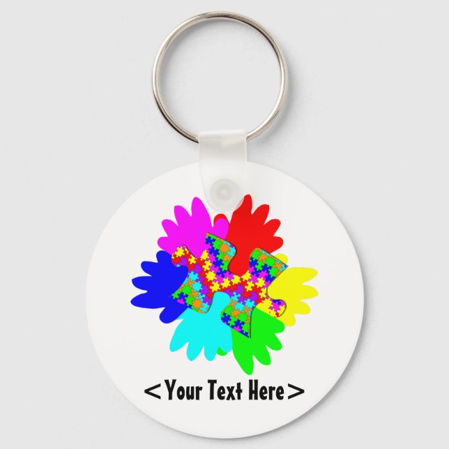 Customisable Hands And Puzzling Puzzle Piece Key Ring (Front)