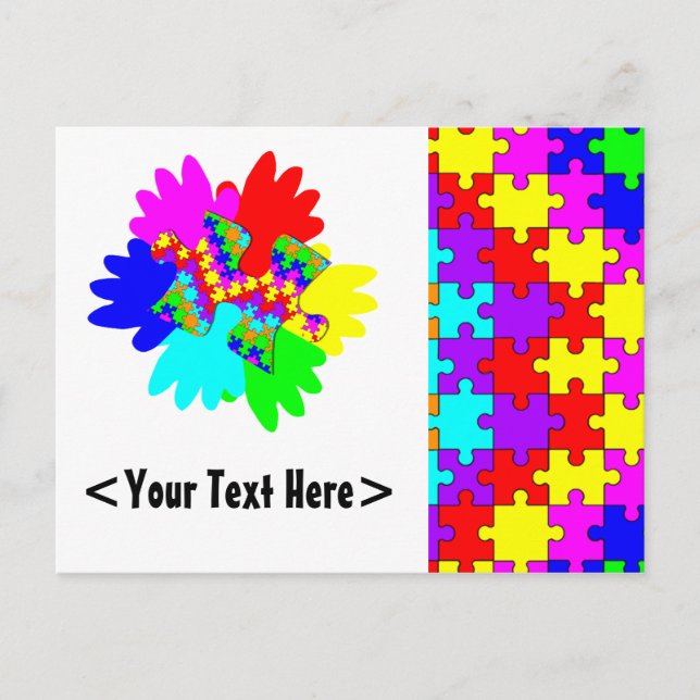 Customisable Hands And Puzzling Puzzle Piece Postcard (Front)