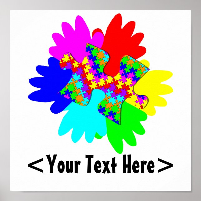 Customisable Hands And Puzzling Puzzle Piece Poster (Front)