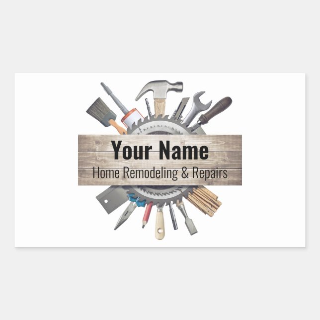 Customisable handyman contractor tools rectangular sticker (Front)