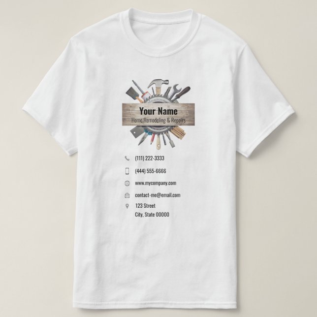Customisable handyman contractor tools T-Shirt (Design Front)