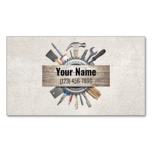 Customisable handyman contractor tools textured 	Magnetic business card