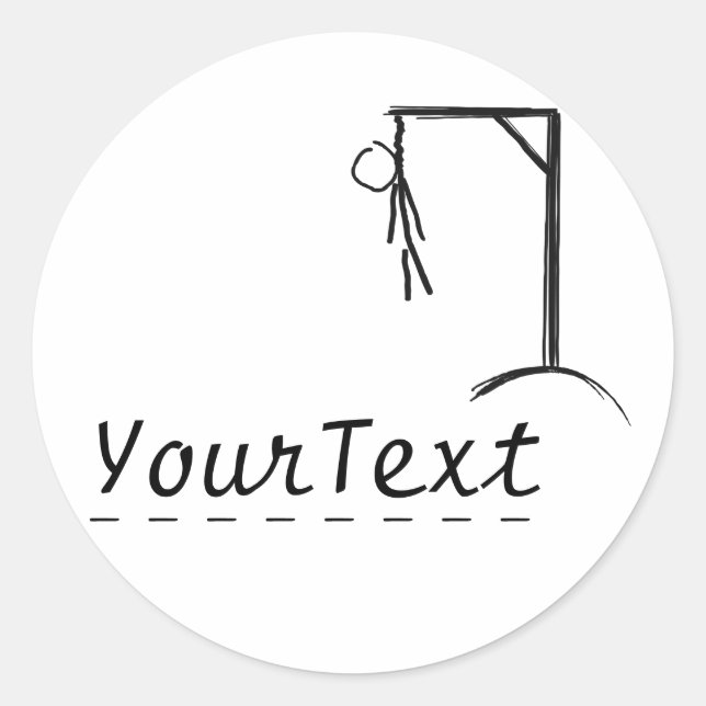 Customisable hangman with a word of your choice classic round sticker (Front)