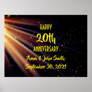 Customisable Happy Anniversary light beams Poster