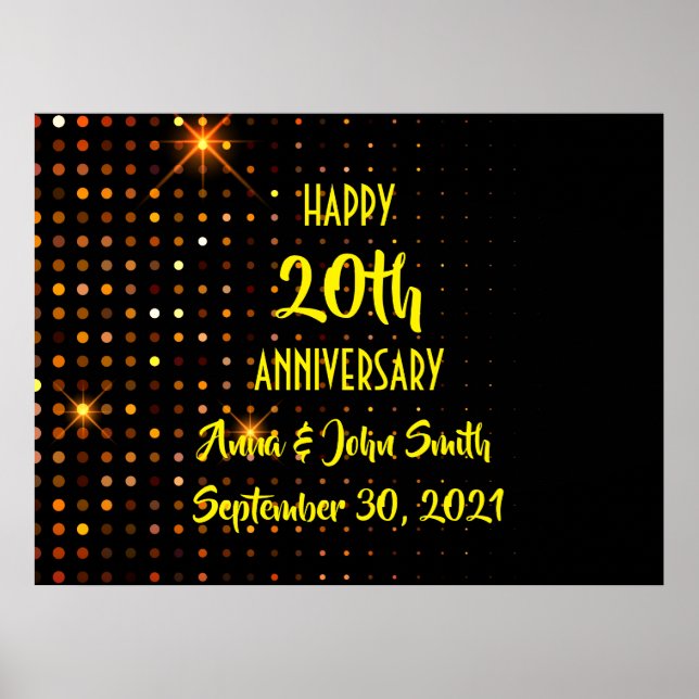 Customisable Happy Anniversary sparkle glitter Poster (Front)