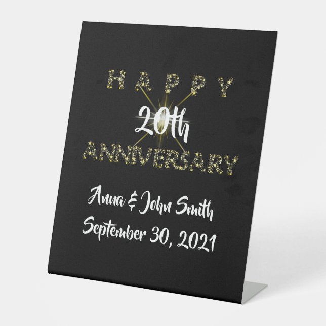 Customisable Happy Anniversary starry Pedestal Sign (Front)