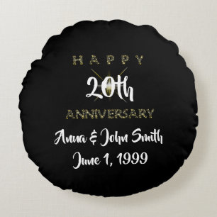 Customisable Happy Anniversary Starry Round Cushion