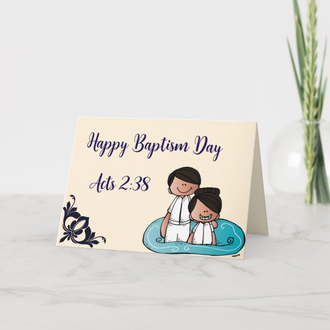 Customisable Happy Baptism Day - Acts 2:38 Thank You Card (Front)