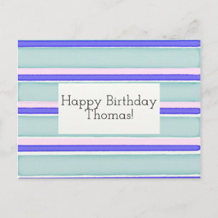 Customisable Happy Birthday Card stripes