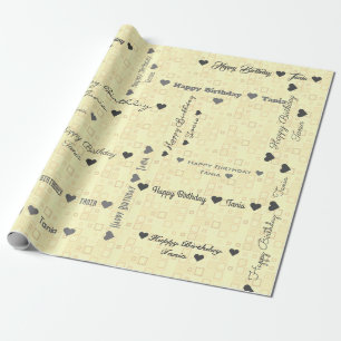 Customisable Happy Birthday Ivory Light Pattern Wrapping Paper