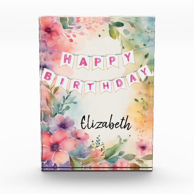 Customisable Happy Birthday Photo Block (Front)