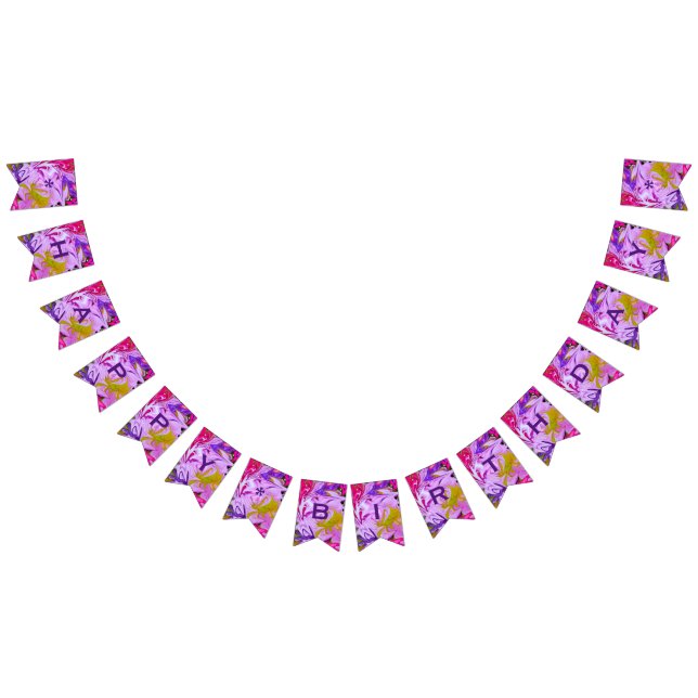 Customisable Happy Birthday Purple & Abstract Bunting (All)