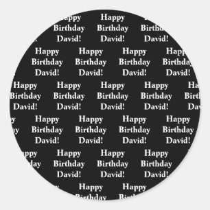 Customisable Happy Birthday Text   Black & White Classic Round Sticker