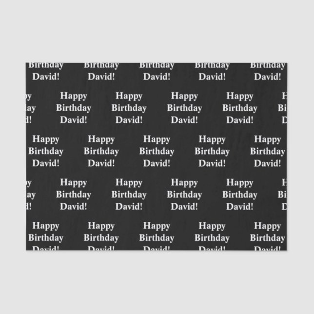 Customisable Happy Birthday Text | Black & White Tissue Paper (Front)