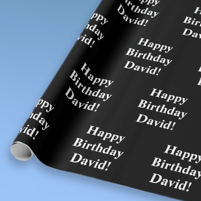 Customisable Happy Birthday Text | Black & White Wrapping Paper (Creator Uploaded)